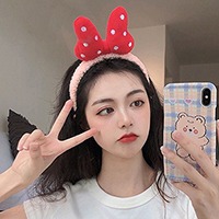 도트리본 뽀글이 머리띠