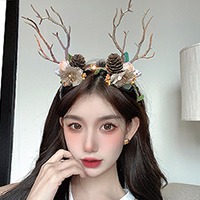플라워 사슴뿔 머리띠